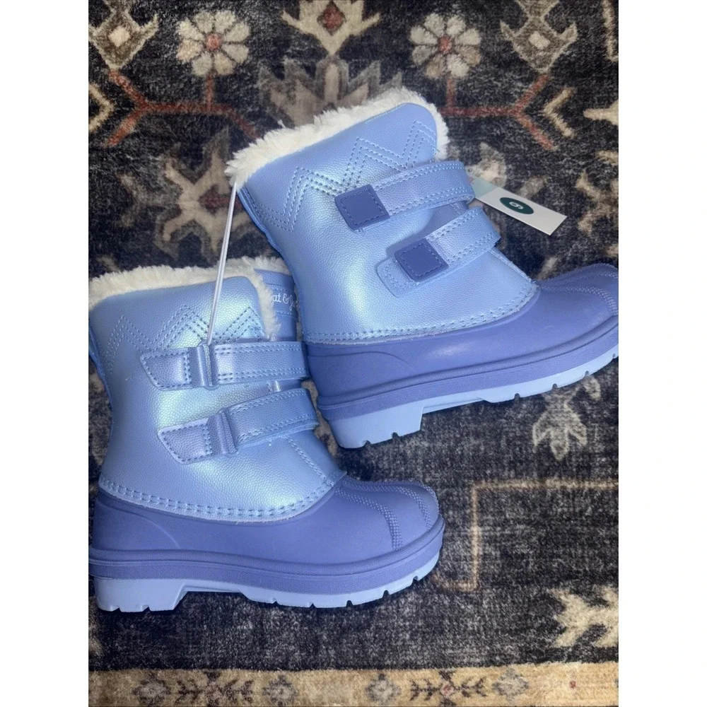 Cat & Jack Toddler Toddler Girl's Size 9 Blue Winter Boots Faux Shearling